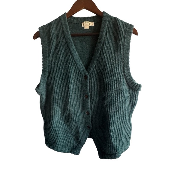 Men's J. Crew Vintage 100% Wool Teal Knit Sweater Vest - Picture 1 of 8